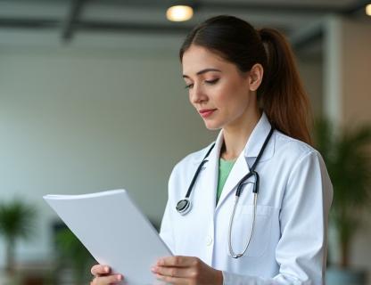 Diététicienne examinant un dossier patient